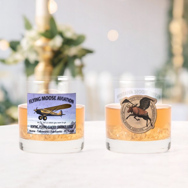 Flying Moose Aviation Patch Whiskey Glass (Insitu (Wedding))