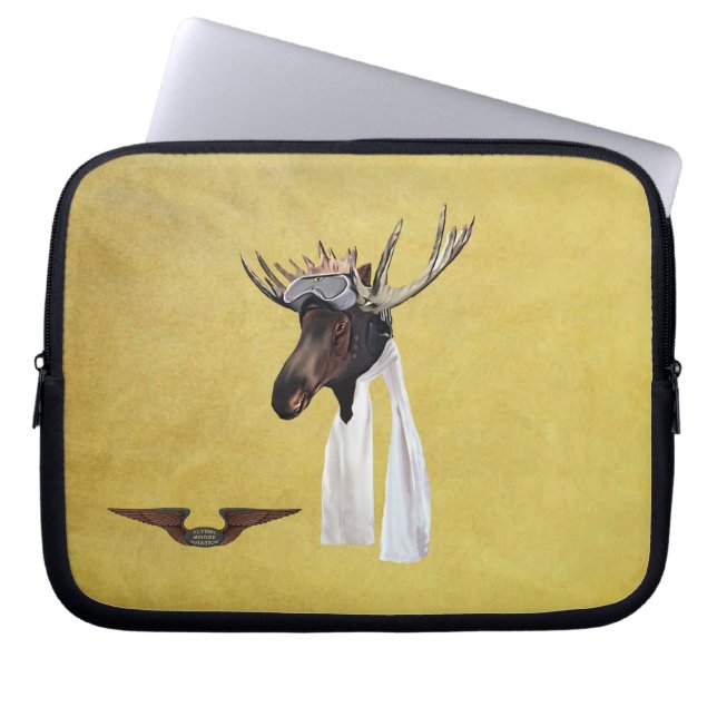 Flying Moose Aviation Pilot Laptop Sleeve (Front)