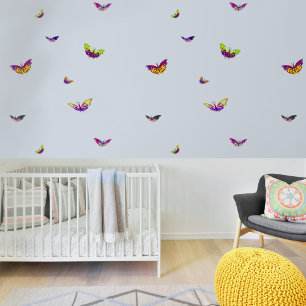 Flying multicolored butterflies for Baby’s Room Wallpaper