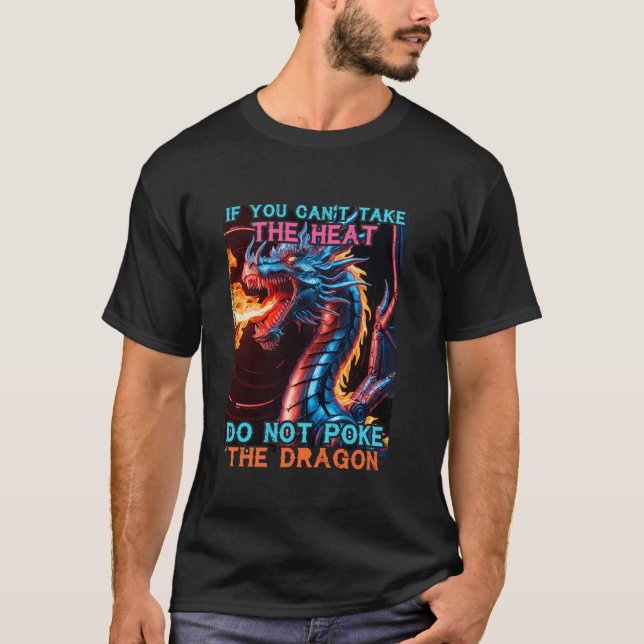 Flying Mythical Mechanical Cool Dragon Flame-Spewi T-Shirt (Front)