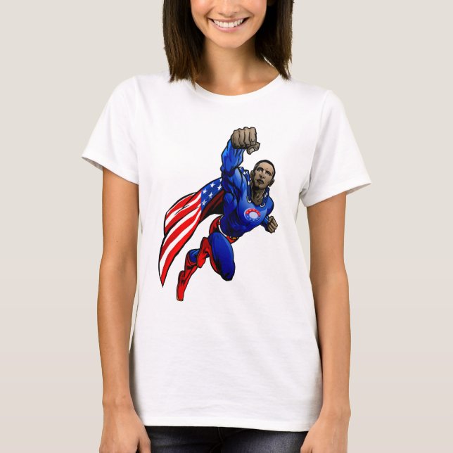 Flying Obama - Ladies' Fitted T-Shirt (Front)
