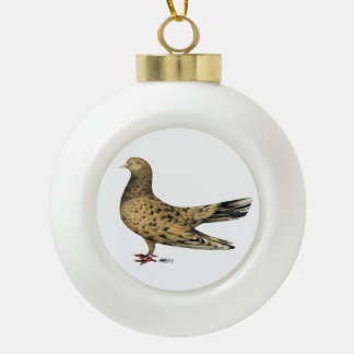 Flying Oriental Roller Pigeon Almond Ceramic Ball Christmas Ornament