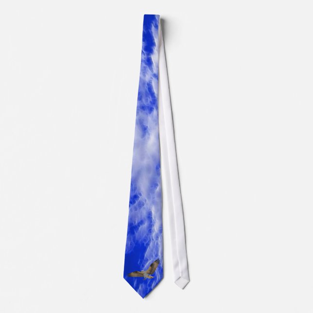Flying Osprey & Fractal Clouds Wildlife Tie (Front)