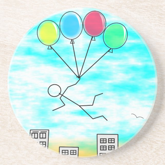 Flying Over The City With Balloons Coaster (Front)