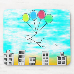 Flying Over The City with Balloons Mouse Pad