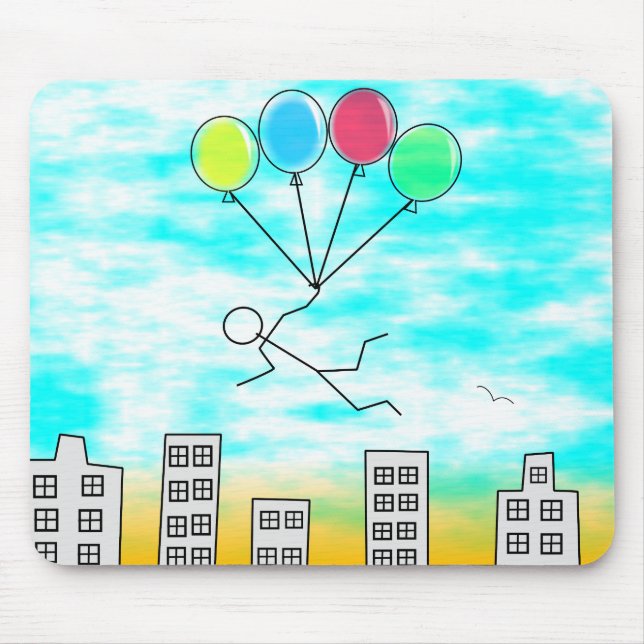Flying Over The City with Balloons Mouse Pad (Front)