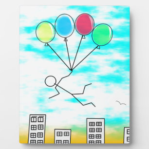 Flying Over The City With Balloons Plaque