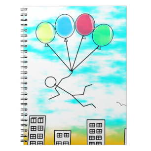 Flying Over The City With Balloons Spiral Notebook