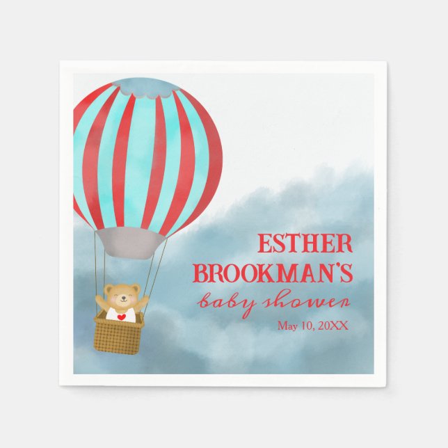 Flying Over the Clouds Baby is Coming Baby Shower Napkin (Front)