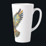 Flying Owl Abstract Colorful Brushstroke Art Latte Mug<br><div class="desc">Dynamic flying owl artwork in expressive brushstroke style. 
Bright blue,  gold,  and brown tones create a bold abstract bird design with strong motion and detail. Ideal for wall art,  apparel,  stickers,  home decor,  notebooks,  and gifts. 
Eye-catching owl illustration for wildlife lovers,  nature themes,  and modern artistic products.</div>