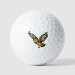 Flying Owl Abstract Colourful Brushstroke Art Golf Balls