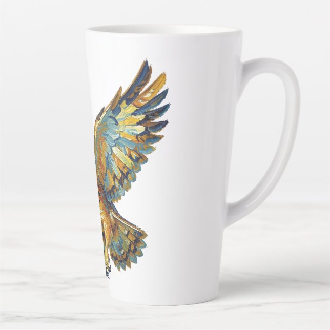 Flying Owl Abstract Colourful Brushstroke Art Latte Mug (Right)