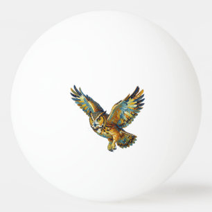 Flying Owl Abstract Colourful Brushstroke Art Ping Pong Ball