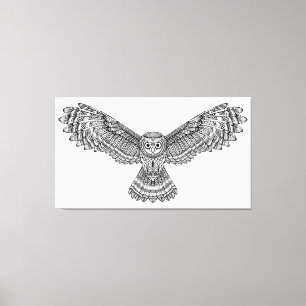 Flying Owl Zendoodle 6 Canvas Print