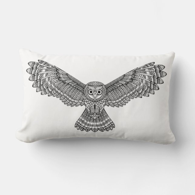 Flying Owl Zendoodle Lumbar Cushion (Front)