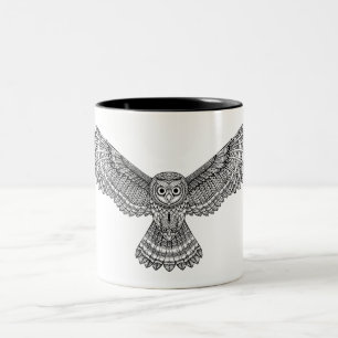 Flying Owl Zendoodle Two-Tone Coffee Mug