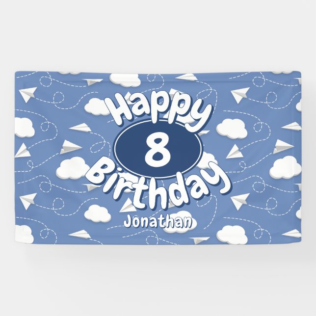 flying paper aeroplanes childs birthday banner (Horizontal)