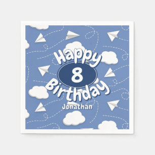 flying paper airplanes boy or girl birthday napkin