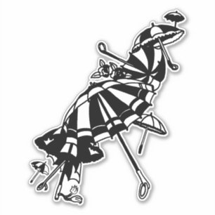 flying Parasols Umbrellas Ink art Illustration   