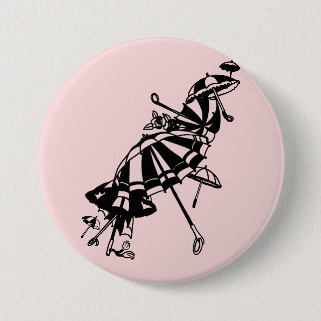 flying Parasols Umbrellas Ink art Illustration   7.5 Cm Round Badge (Front)
