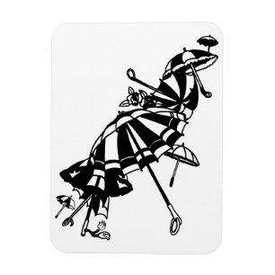 flying Parasols Umbrellas Ink art Illustration Magnet