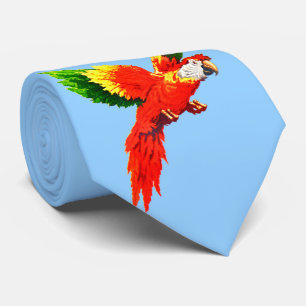 flying parrot print tie