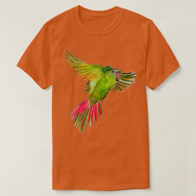 Flying Parrot Watercolor Painting T-Shirt (Design Front)