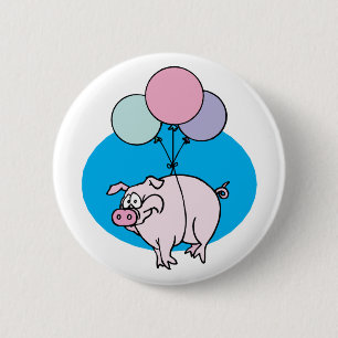 Flying Party Pig 6 Cm Round Badge