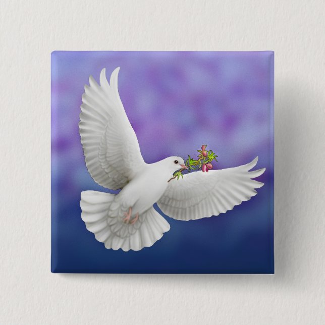 Flying Peace Dove 15 Cm Square Badge (Front)