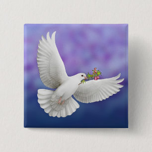 Flying Peace Dove 15 Cm Square Badge