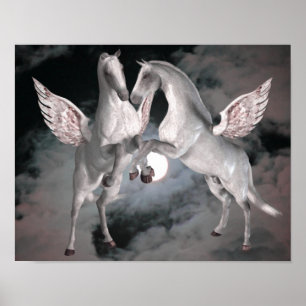 Flying Pegasus Fantasy Horses Art Poster