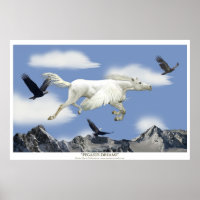 Flying Pegasus in the Eagle Mountains Fantasy Art
