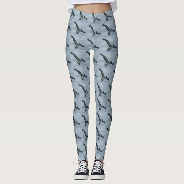 Flying Pelican Bird Pattern Leggings (Front)