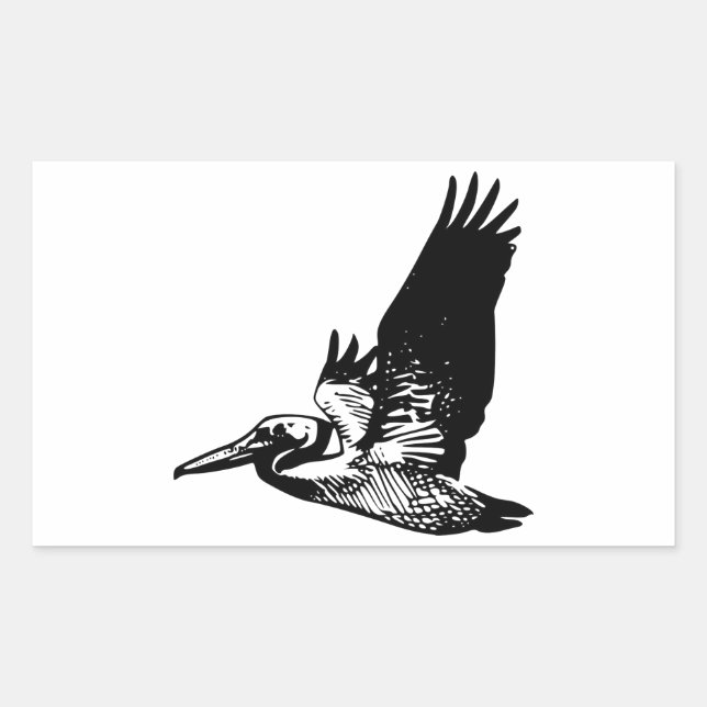 Flying Pelican Rectangular Sticker (Front)