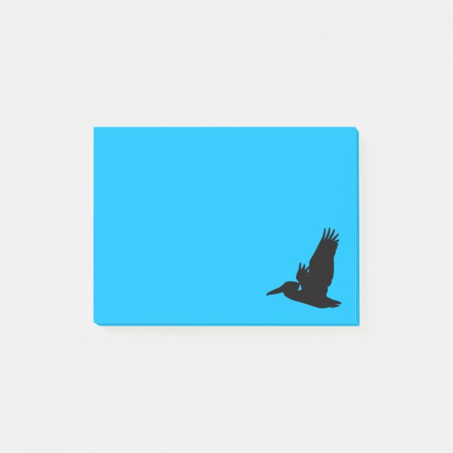 Flying Pelican Silhouette Sky Blue Post-it Notes (Front)