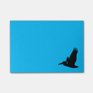 Flying Pelican Silhouette Sky Blue Post-it Notes