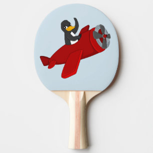 Flying penguin cartoon ping pong paddle