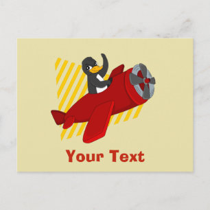 Flying penguin cartoon postcard