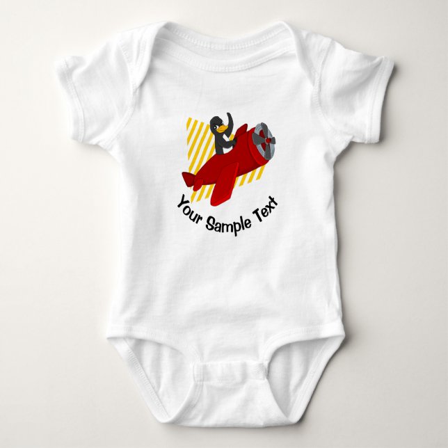 Flying penguin keychain baby bodysuit (Front)