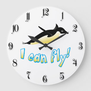 Flying penguin large clock