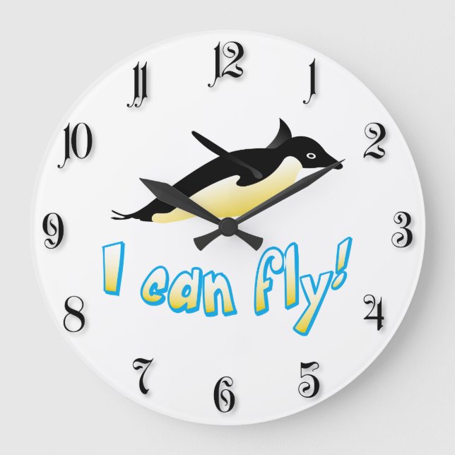 Flying penguin large clock (Front)