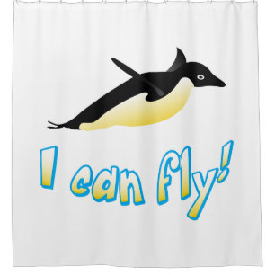 Flying penguin shower curtain