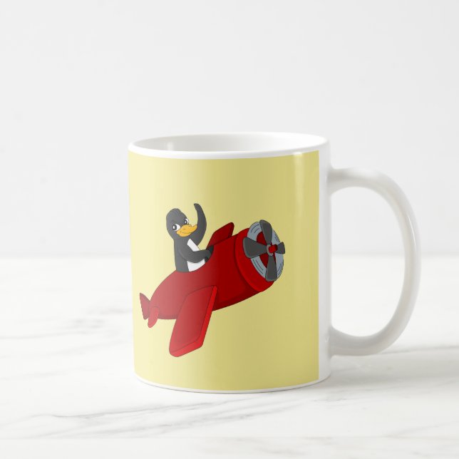 Flying penguing cartoon coffee mug (Right)