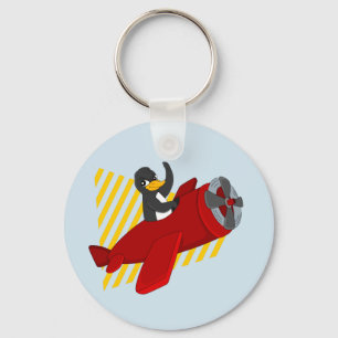 Flying penguing cartoon keychain