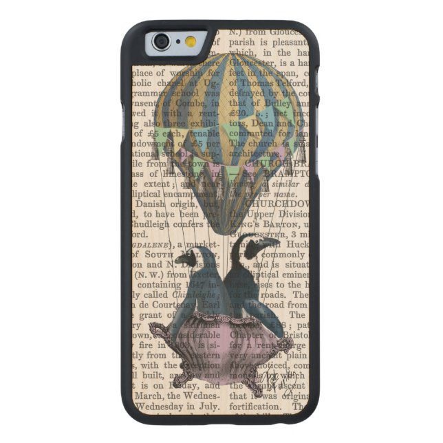 Flying Penguins Carved Wood iPhone Case (Back)