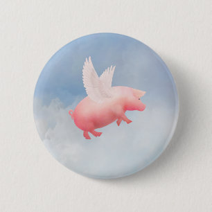 Flying Pig 6 Cm Round Badge