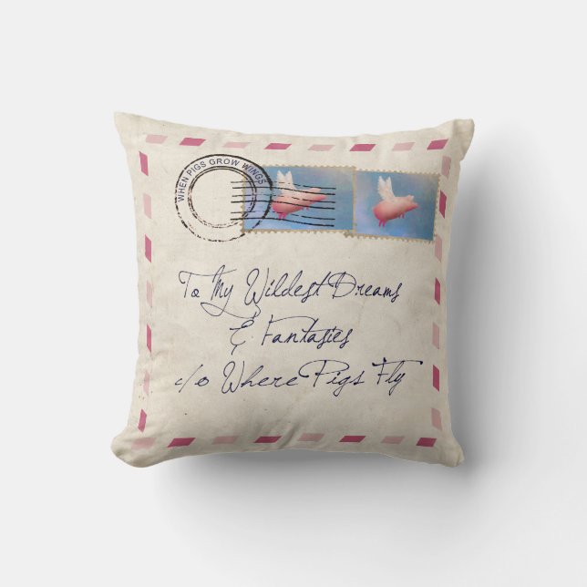 Flying Pig Airmail Pillow (Front)