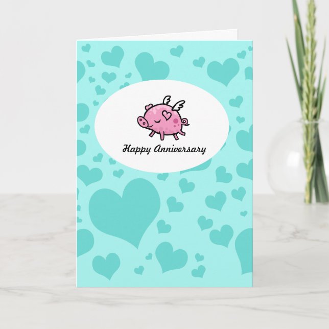 Flying Pig Anniversary card (Front)