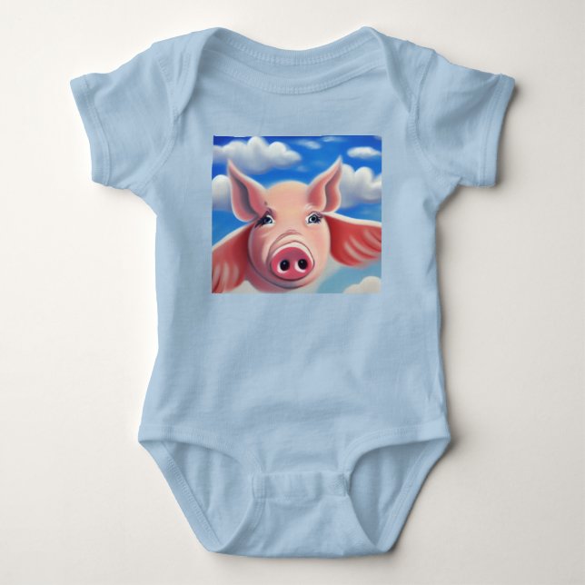 Flying Pig Baby Bodysuit (Front)
