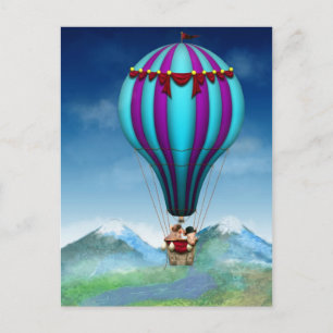 Flying Pig - Balloon - Up up and Away Postcard